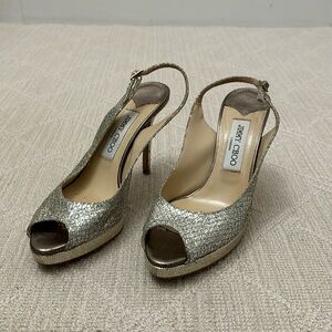 Jimmy Choo peep toe high heels, size 37 1/2